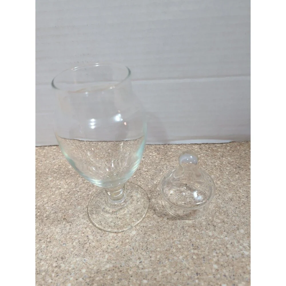 Clear Glass Apothecary Jar with Lid 8 1/4